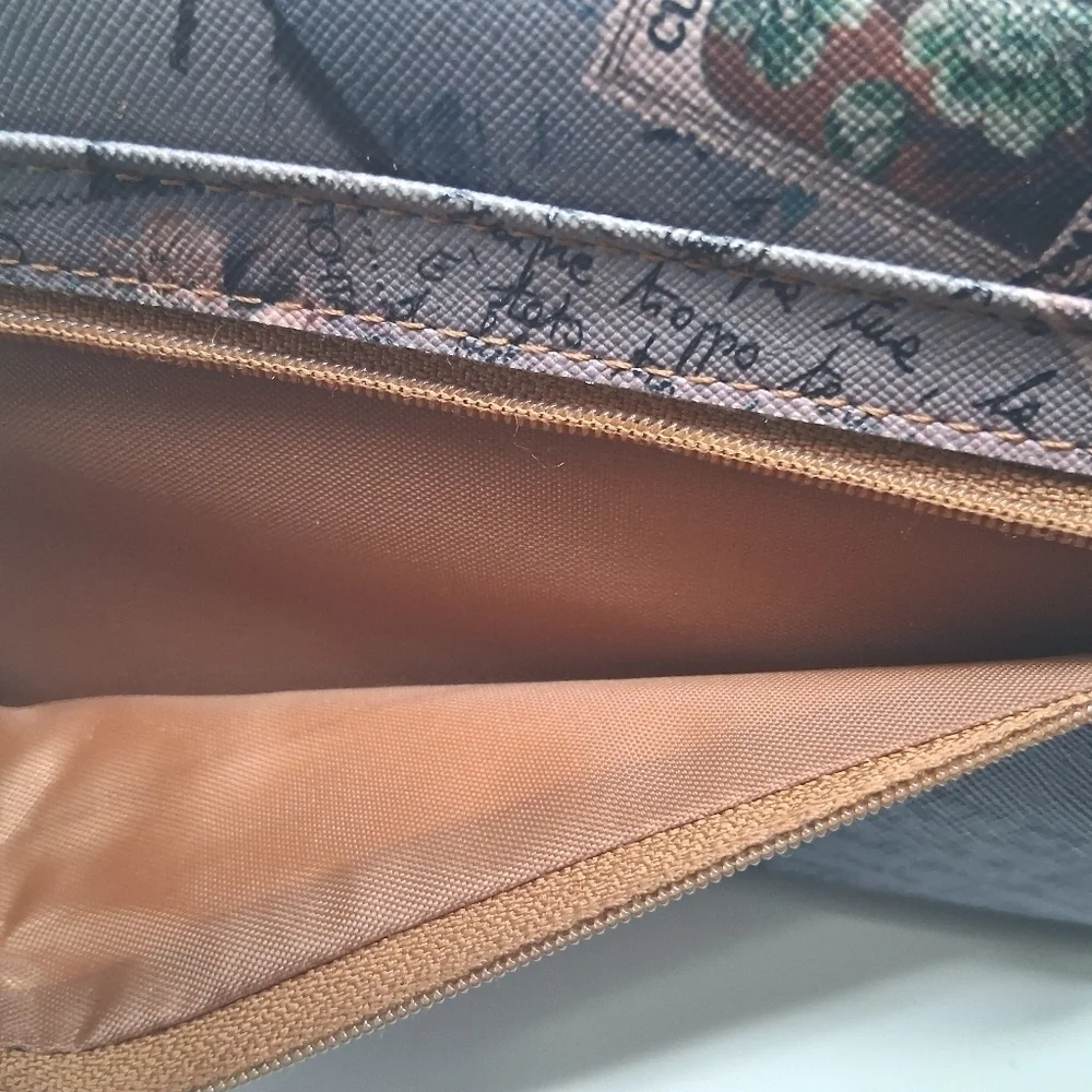 Vintage-Inspired Stamp Print Clutch       Size 7.5